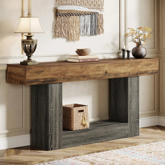 63" Console Table, Farmhouse Entryway Table