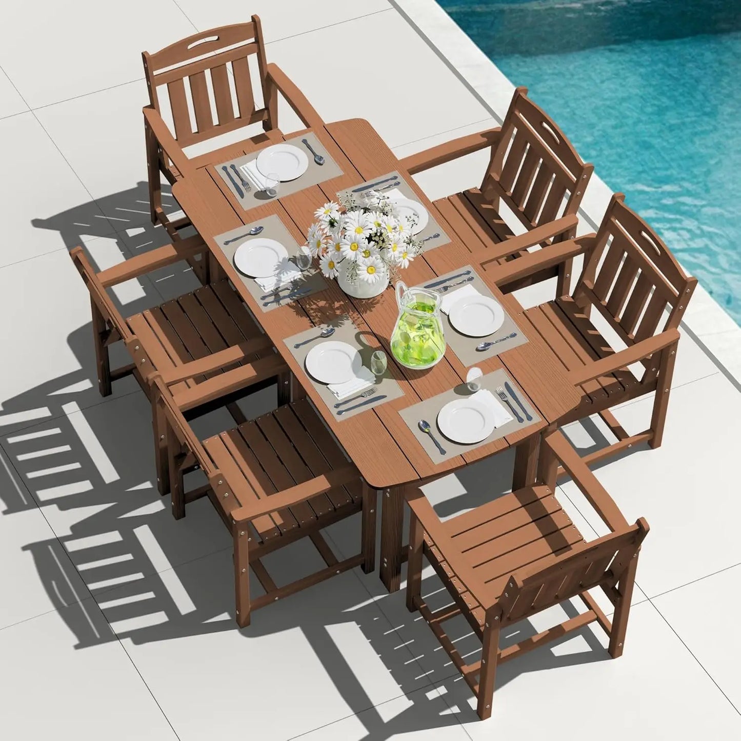 Outdoor Patio Dining Set Table & 6 Chairs