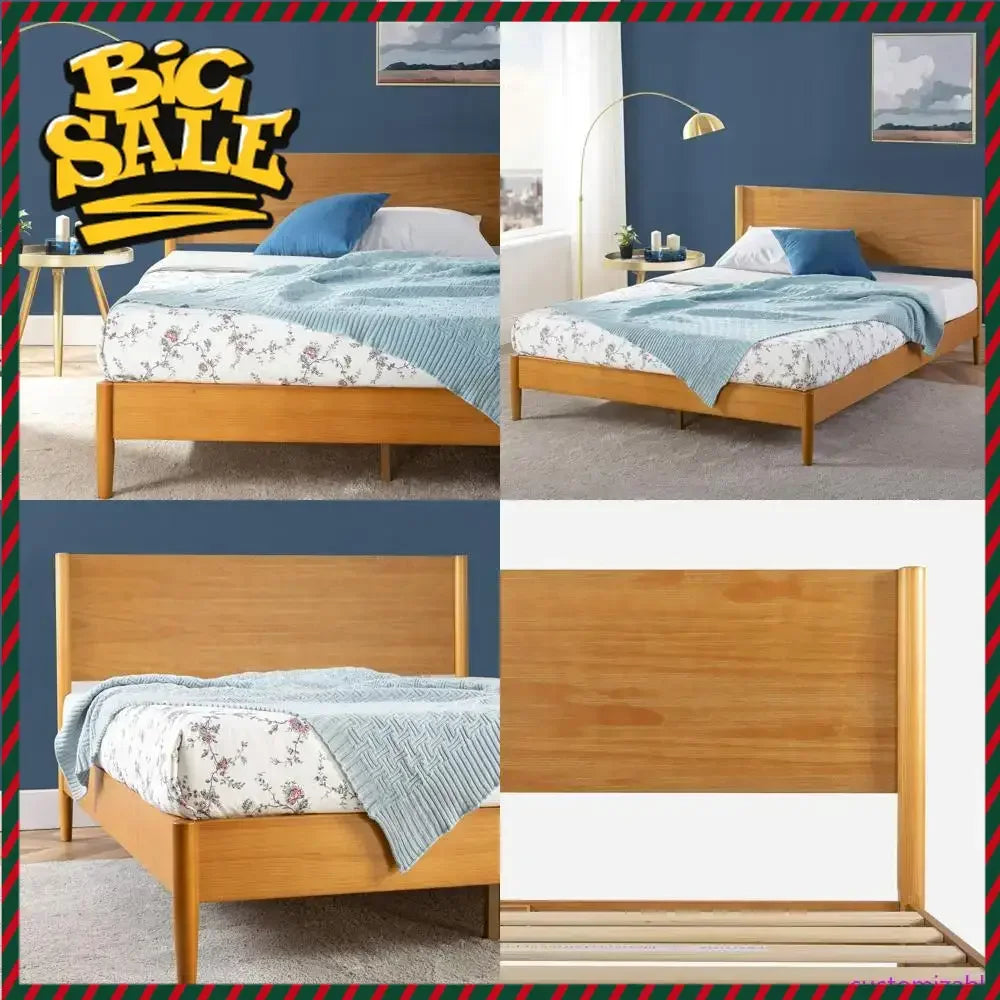 Salesmid-Century Style Wooden Platform Bed