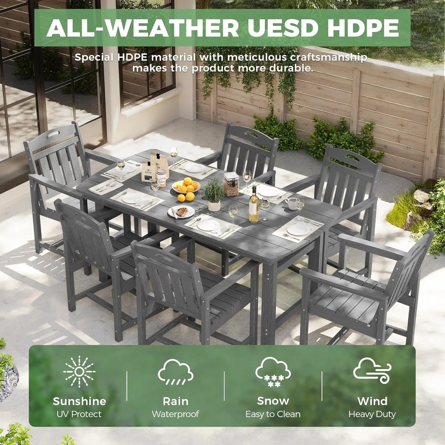 Outdoor Patio Dining Set Table & 6 Chairs