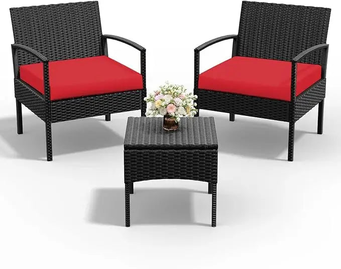 4 Piece Outdoor Wicker Patio Furniture Set