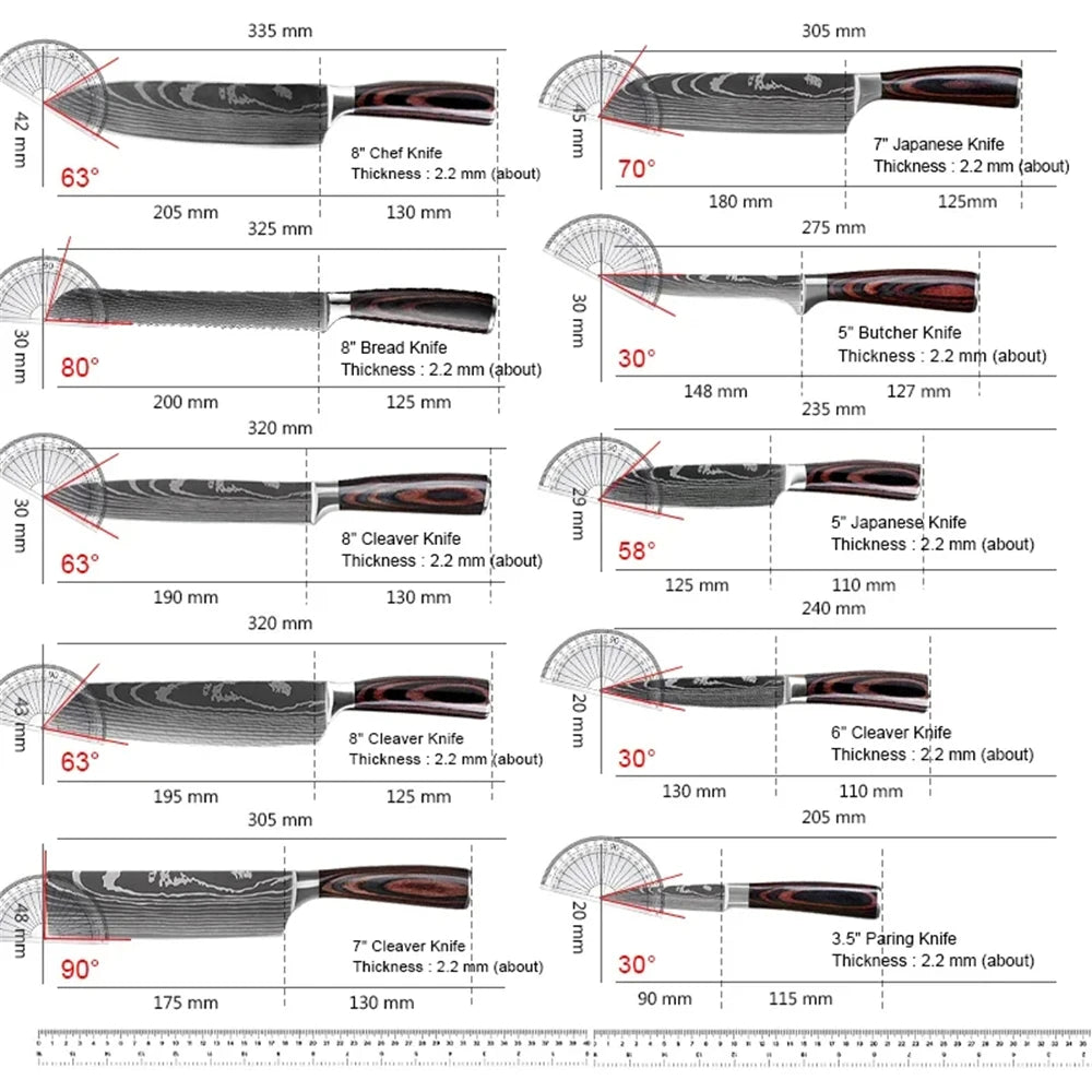 7 Piece Kitchen Knife Set  Stainless Steel