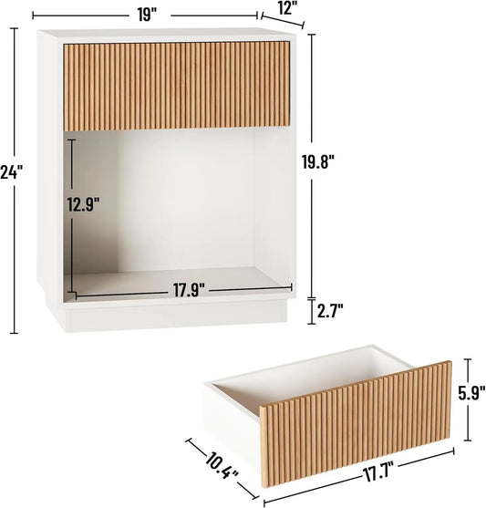 Modern Fluted Nightstand Set