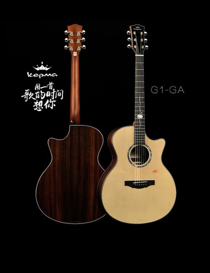 Kepma Guitar Acoustic 41 inch Solid Wood OM With Hard Case