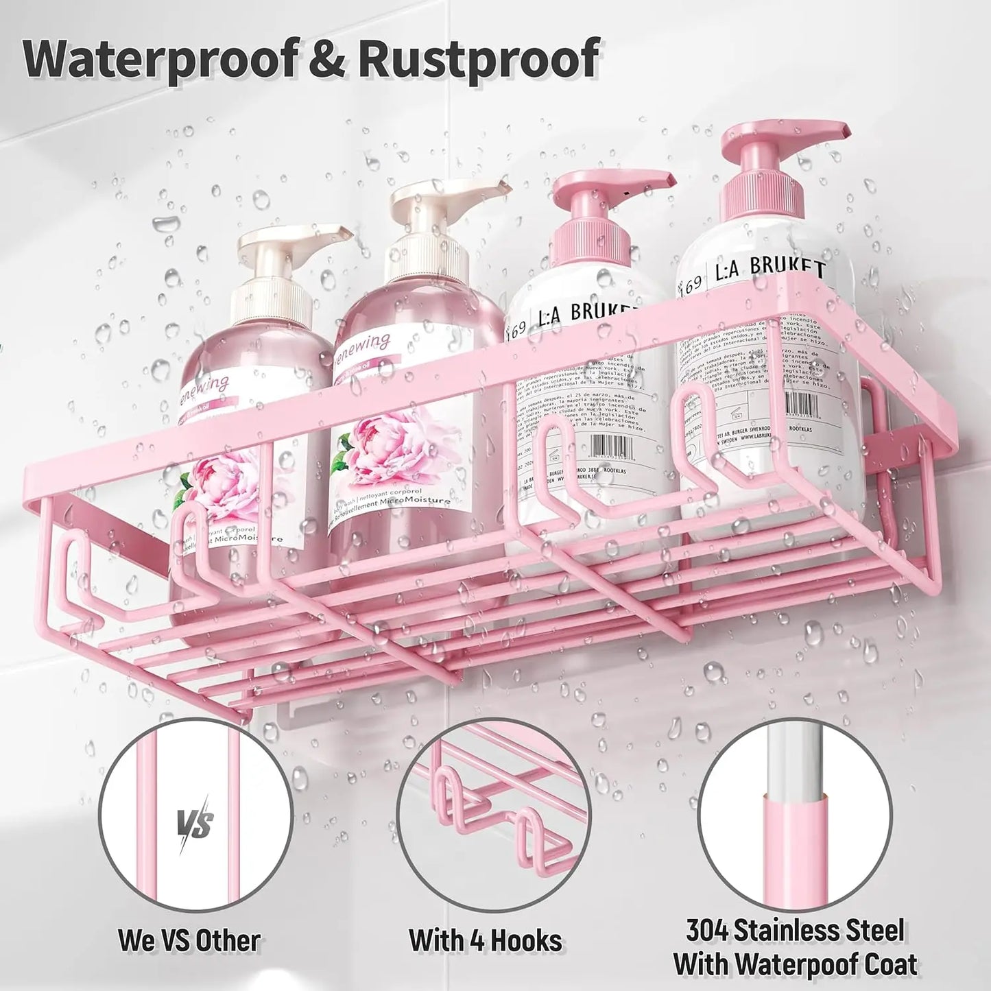 5-Pack Pink Shower Caddy Organizer