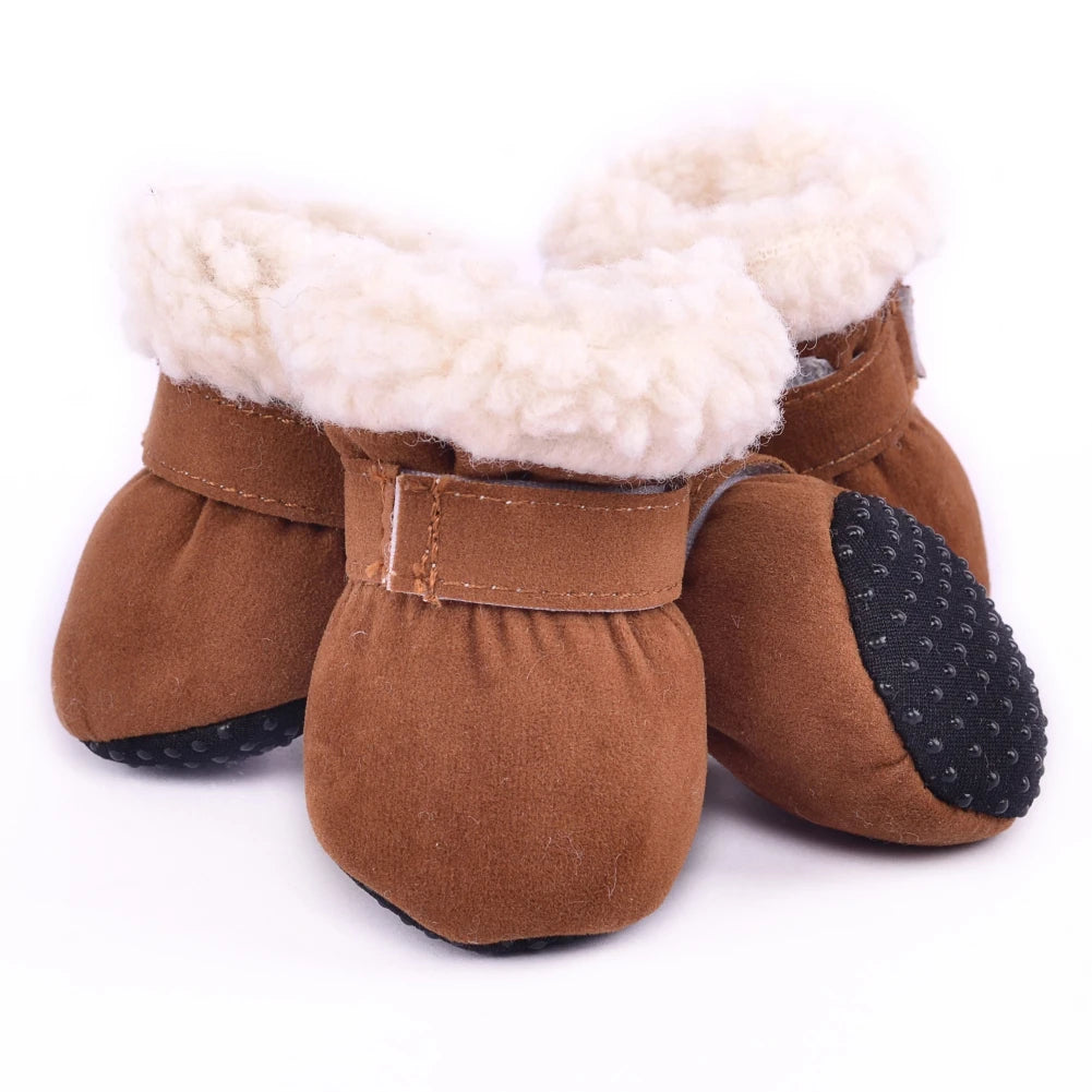 4pcs/set Plush Pet Dog Shoes